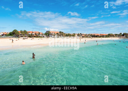 La plage de Santa Maria à Sal au Cap Vert - Cap Vert Banque D'Images