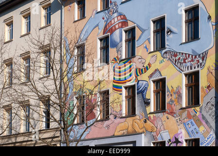 Berlin, Allemagne, conçu façade d'un ancien squat à Berlin-Mitte Banque D'Images