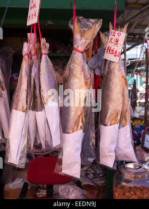 Hong Kong 2015 - marché alimentaire rue remise en Mong Kok Kowloon Banque D'Images