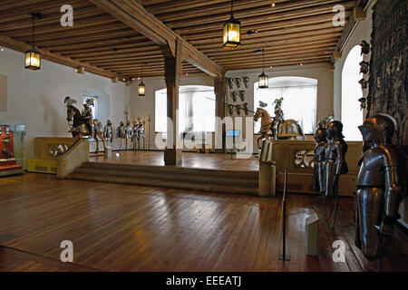 La salle de banquet également connu sous le nom de Grande Chambre de la Cour a été construite après le grand incendie de 1499/1500 au cours des années 1501-1504. La cour d'weaponary est également exposée dans la Grande Chambre de la Cour. L'armure a été utilisé pour les deux joutes et campagne militaire Banque D'Images