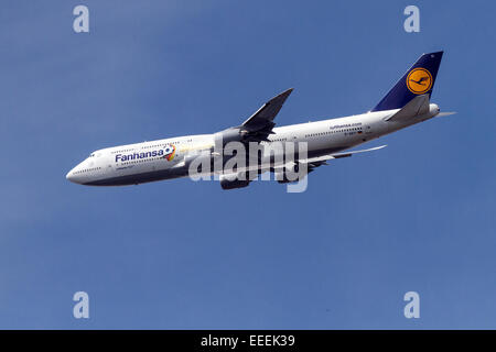 Berlin, Allemagne, Boeing 747-800 Lufthansa Banque D'Images