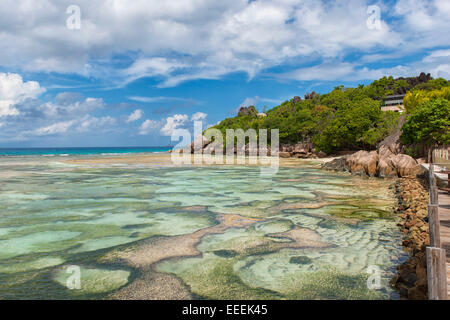 Le domaine de l'Orangeraie Resort dans la Digue, Seychelles Banque D'Images