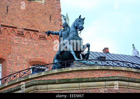 Tadeusz Kosciuszko monument au château de Wawel, Cracovie, Pologne, Europe Banque D'Images