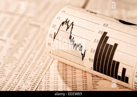 Les tableaux de taux de change et les diagrammes montrent différents des prix des actions. Banque D'Images