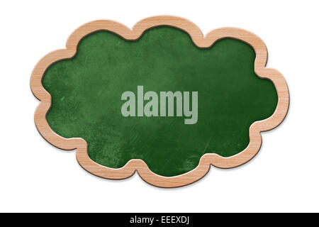 Tableau noir en forme de nuage avec cadre en bois, isolé sur fond blanc Banque D'Images