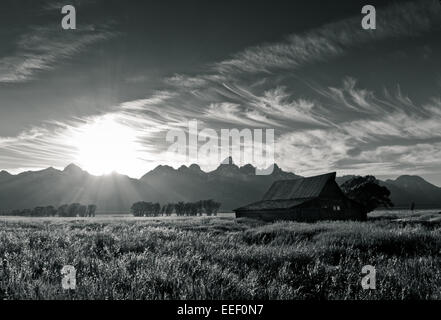 T. A. Moulton Barn à Grand Teton National Park au coucher du soleil Banque D'Images