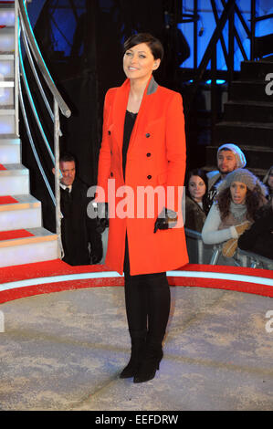 Londres, Royaume-Uni. 16 janvier, 2015. Emma Willis à l'extérieur de la Celebrity Big Brother House, Londres, Royaume-Uni. Credit : JOHNNY ARMSTEAD/Alamy Live News Banque D'Images