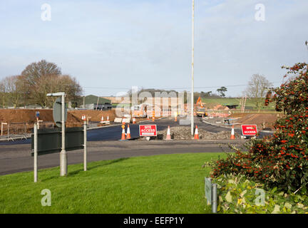 Un village de Cannington près de Somerset à l'emplacement d'Hinkley Point C centrale nucléaire. La nouvelle voie de contournement Banque D'Images