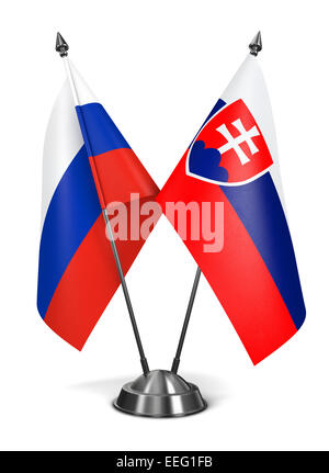 La Slovaquie et la Russie - drapeaux miniatures. Banque D'Images