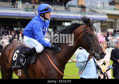 Royal Ascot Kieren Fallon d'élite de l'Armée avec jusqu'après avoir remporté le King George V Piquets Banque D'Images