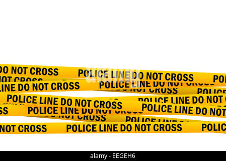 Ne pas traverser la ligne de police Bandeau jaune Tape isolated on White Background with Clipping PAth Banque D'Images