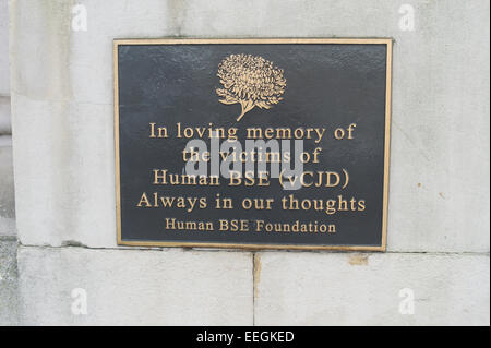À la mémoire des victimes des droits de l'ESB. Plaque à Londres Banque D'Images