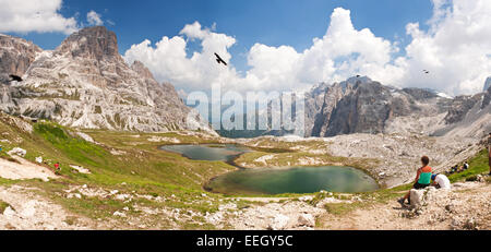 Le lac del Piani - près de Tre Cime di Lavaredo - Italie - Dolomite Banque D'Images
