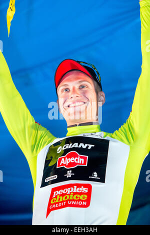 Adélaïde, Australie. 18 janvier, 2015. Marcel Kittel (GER) de Team Giant-Alpecin (NED) sur le podium après avoir remporté le Tour Down Under 2015 Classic à Adélaïde en Australie le 18 janvier 2015. Banque D'Images