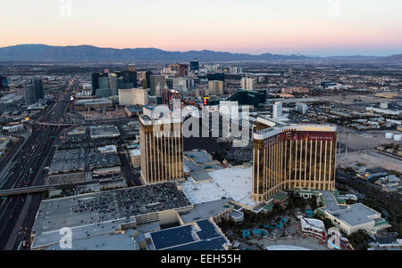 Las Vegas Nevada - Décembre 14 : Vue aérienne de la célèbre Strip de Las Vegas, vue depuis l'extrémité sud de Mandalay Bay dans la fra Banque D'Images