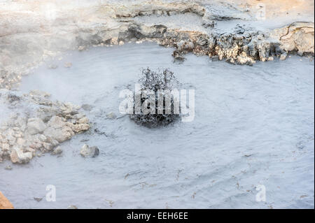 Trou de boue bouillante dans le nord de Namafjall l'Islande. Banque D'Images