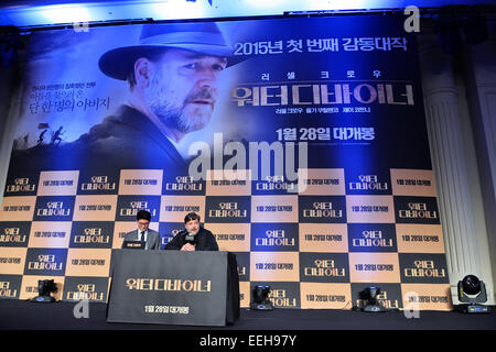 Séoul, Corée du Sud. 19 Jan, 2015. Russell Crowe, le 19 janvier 2015, Séoul, Corée du Sud : Directeur et l'acteur Russell Crowe assiste à la conférence de presse pour son nouveau film "l'eau Devin' à l'Hôtel Ritz Carlton de Séoul, en Corée du Sud le 19 janvier 2015. Credit : AFLO/Alamy Live News Banque D'Images