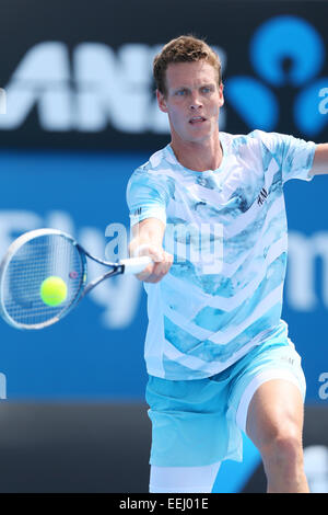Melbourne, Australie. 19 Jan, 2015. Tomas Berdych (CZE) Tennis : l'Open d'Australie 2015 Tournoi de tennis masculin Journée 1 à Melbourne, Australie . Credit : Yohei Osada/AFLO SPORT/Alamy Live News Banque D'Images