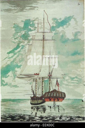 Le HMS Resolution est un navire de la Royal Navy britannique, connu pour ses voyages d'exploration sous le commandement du capitaine James Cook au XVIIIe siècle, contribuant de manière significative à la cartographie et à la compréhension de la région du Pacifique. Banque D'Images