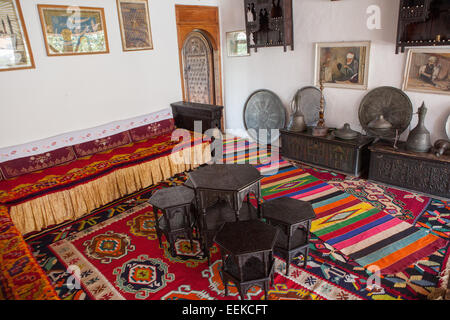 Intérieur de maison Bišćevića Kuca (Biscevica house ottoman du 17ème siècle). Mostar, Bosnie-Herzégovine Banque D'Images