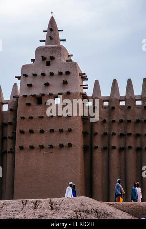 Détail de la grande mosquée, Djenné, Mali. Banque D'Images