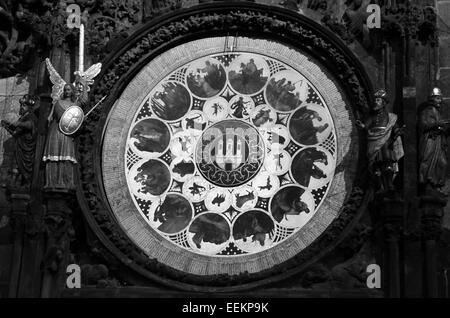 L'horloge astronomique de Prague, Prague orloj, ou est une horloge astronomique médiévale situé dans Prague, capitale de la République tchèque Banque D'Images