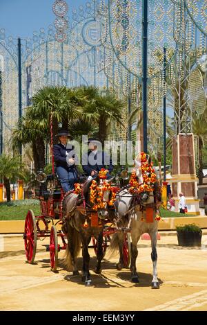 Entraîneur à la Feria del Caballo, Jerez de la Frontera, Andalousie, Espagne Banque D'Images