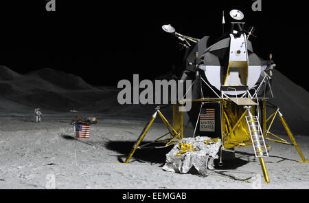 Apollo 15. Mission en l'Apollo progarm. Rover lunaire sur la première surface lunaire d'Apollo 15 EVA. Le 26 juillet 1971. Deutches Museum. Munich. L'Allemagne. Banque D'Images