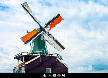 Amsterdam, Waterland, district de Zaandam, le célèbre quartier des moulins Banque D'Images