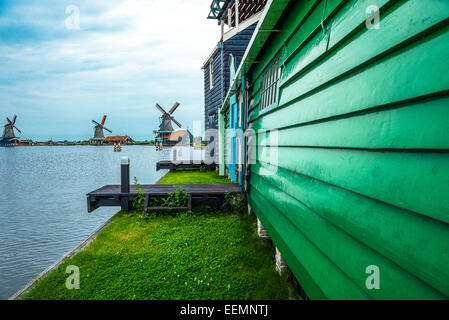 Amsterdam, Waterland, district de Zaandam, le célèbre quartier des moulins Banque D'Images