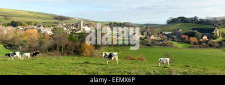 Panorama d'Abbotsbury Dorset England UK village connu pour ses swannery, Banque D'Images