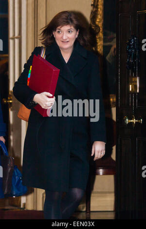 Downing Street, London, UK. Le 20 janvier, 2015. Ministres quittent la réunion hebdomadaire du cabinet à Downing Street. Sur la photo : Nicky Morgan MP, Secrétaire d'Etat à l'éducation, Ministre des femmes et des égalités Crédit : Paul Davey/Alamy Live News Banque D'Images