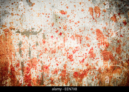 Mur de béton avec éclaboussures de sang Banque D'Images