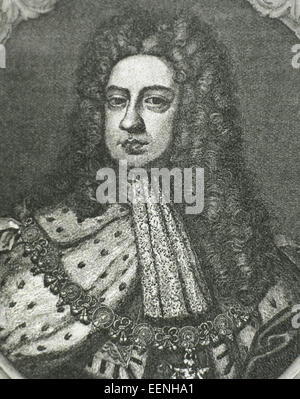 George II (1683-1760). Roi de Grande-Bretagne et d'Irlande. Électeur du Saint Empire Romain. Portrait. La gravure. Banque D'Images