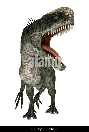 Rendu 3D d'un dinosaure Monolophosaurus isolé sur fond blanc Banque D'Images