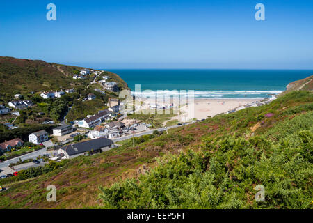 Donnant sur la plage à Porthtowan Cornwall England UK Europe Banque D'Images