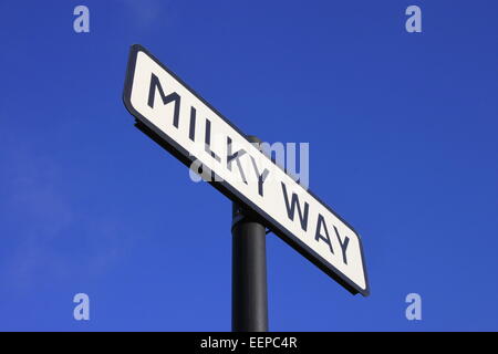 Plaque de rue 'Milky Way' à Hull, Angleterre contre perfect blue sky Banque D'Images