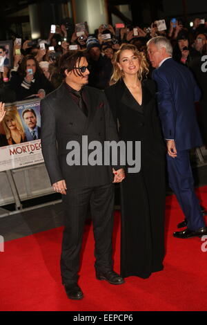 Londres, Royaume-Uni. 19 Jan, 2015. Johnny Depp et Amber entendu assiste à la première UK de MORTDECAI à l'Empire Leicester Square, Londres. Photo par Swiftcreative crédit obligatoire Banque D'Images