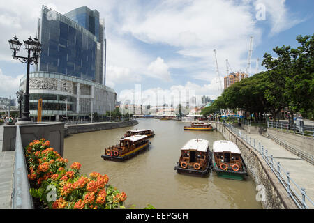 La Promenade centrale à Clarke Quay, Singapour River Walk. Banque D'Images