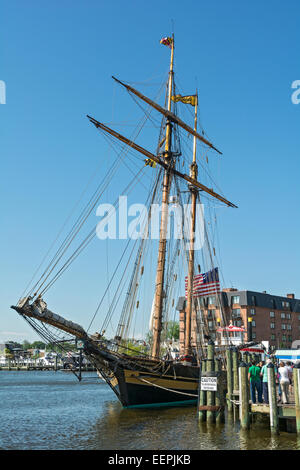 Le Maryland, Annapolis, City Dock, Pride of Baltimore II, la reproduction de l'époque 1812 topsail schooner Banque D'Images