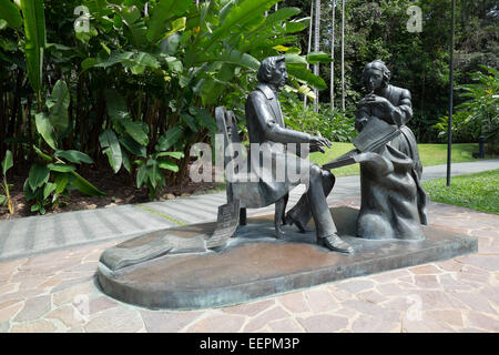 Statue de Frédéric Chopin dans les jardins botaniques, à Singapour. Banque D'Images