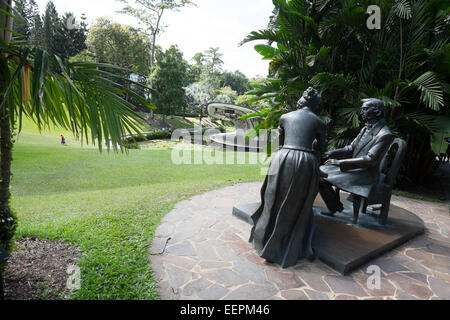 Statue de Frédéric Chopin dans les jardins botaniques, à Singapour. Banque D'Images