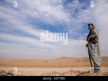 Les Peshmerga en première ligne, Taza, Kurdistan, Iraq Banque D'Images