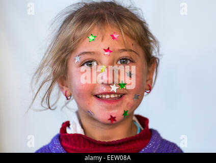 Yezedi enfant réfugié de Sinjar, Duhok, Kurdistan, Iraq Banque D'Images