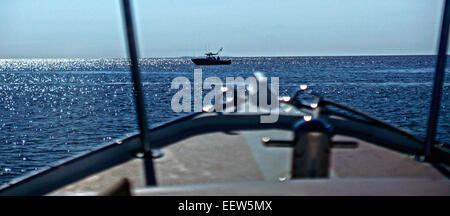 Bluefishing sur un bateau de Clinton, CT USA Banque D'Images