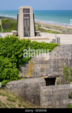 Mémoire des hommes de la 5e brigade spéciale du génie qui est mort le 6 juin 1944 ici sur Omaha Beach, Normandie, France Banque D'Images