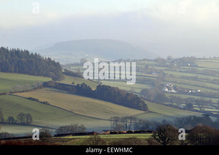 Aberystwyth, Pays de Galles, Royaume-Uni. 22 janvier, 2015. Météo France : le brouillard et les nuages bas sur les contreforts des monts Cambriens près d'Aberystwyth, Pays de Galles que le gel frissons à nouveau la côte ouest du pays de Galles, UK - John Gilbey 22-Jan-2015 Crédit : John Gilbey/Alamy Live News Banque D'Images