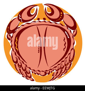 Illustration du signe du zodiaque du cancer – symbole artistique du crabe parfait pour les amateurs d'astrologie et les amateurs d'horoscope Banque D'Images