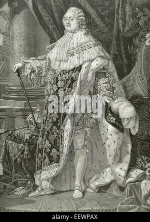 Louis XVI (1754-1793). Roi de France. Portrait. Gravure, 19ème siècle. Banque D'Images