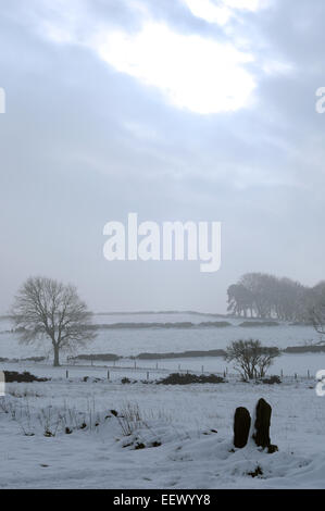 Riber, Derbyshire, Royaume-Uni. 22 janvier, 2015. Météo France : plusieurs pouces de neige sont tombés dans le nord du comté d'hier, mais les conditions de gel restent encore aujourd'hui ,Forecaster disons la neige va commencer à fondre et peut laisser des inondations dans certains ares . Credit : IFIMAGE/Alamy Live News Banque D'Images